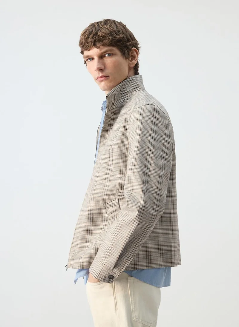 Mango Man  Prince of Wales check jacket with funnel neck for Men | Best Price UAE